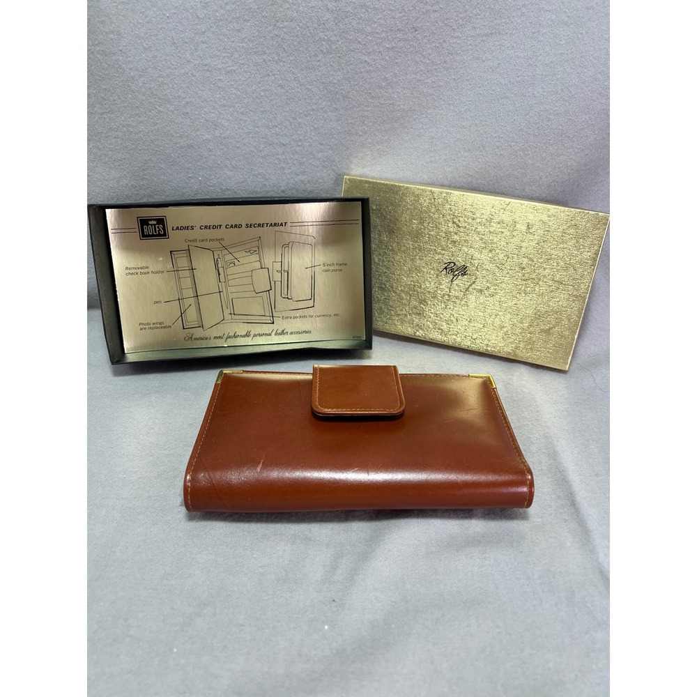 Rolfs Ladies Brown Leather Wallet Credit Card Secretariat Vintage Mid Century
